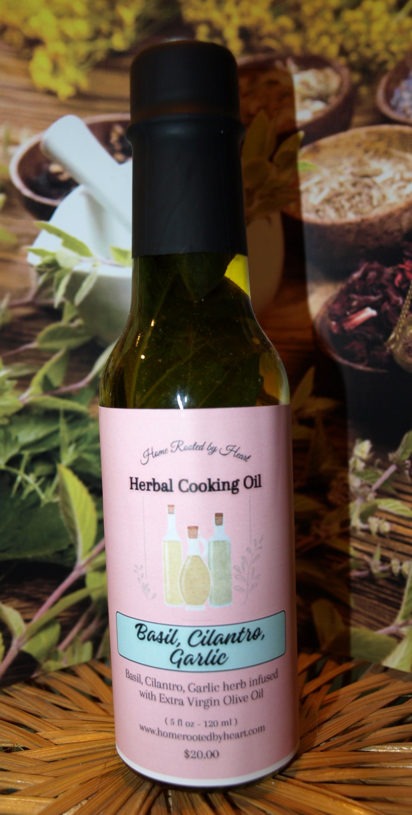 Basil Garlic Cilantro Cooking Oil